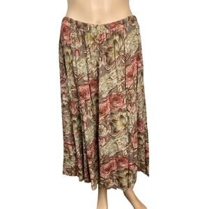 Vtg 90s I.Magnin Cavalluzzi Floral Lotus Cottagecore Midi Skirt SZ L